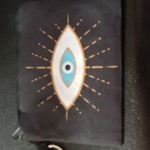 EVIL EYE CARD HOLDER/COIN PURSE/COSMETIC KEY FOB ZIP TOP SURPRISE INSIDE 5X4